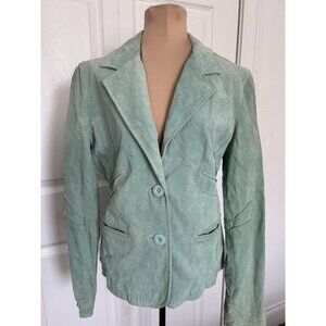 WILSONS LEATHER MAXIMA Suede Blazer Style Jacket Western Lite Green Womens Sz L